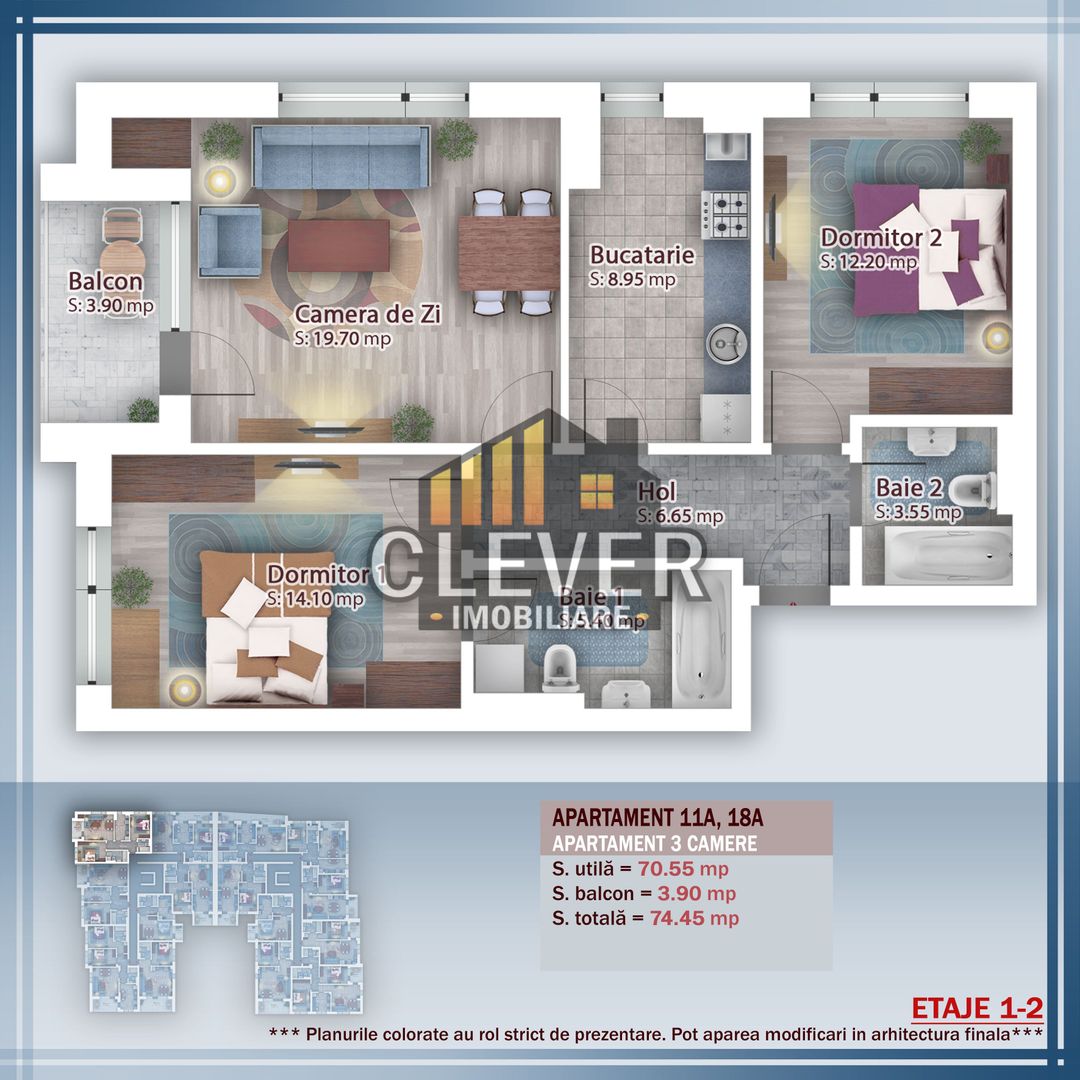 Promo 3 Camere Incalzire prin Pardoseala 2 bai Metrou Teclu - Poză 1