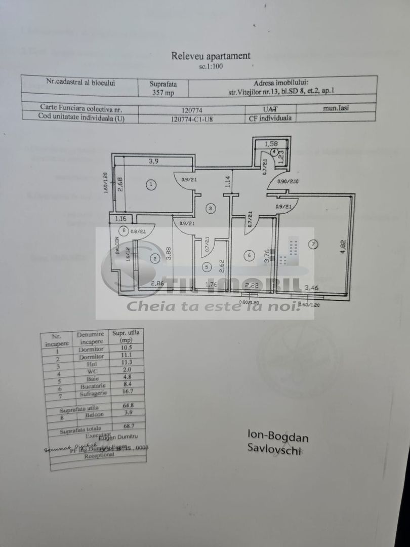 Apartament 3 camere Decomandat - Dacia 123000 euro - Poză 9