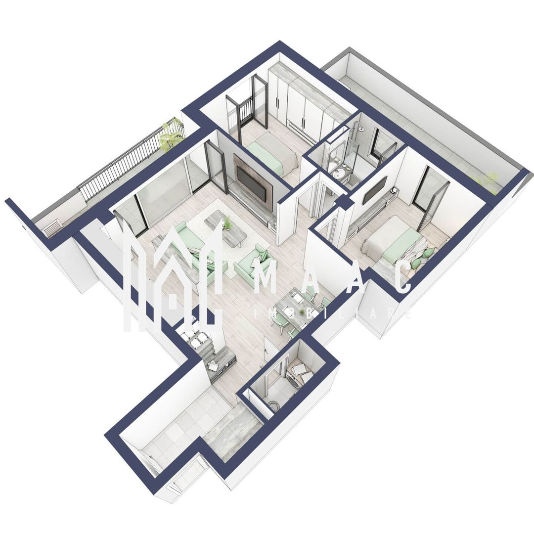 Apartament 3 camere | Balcoane 15.1 mp | Turnisor | F2 - Poză 3