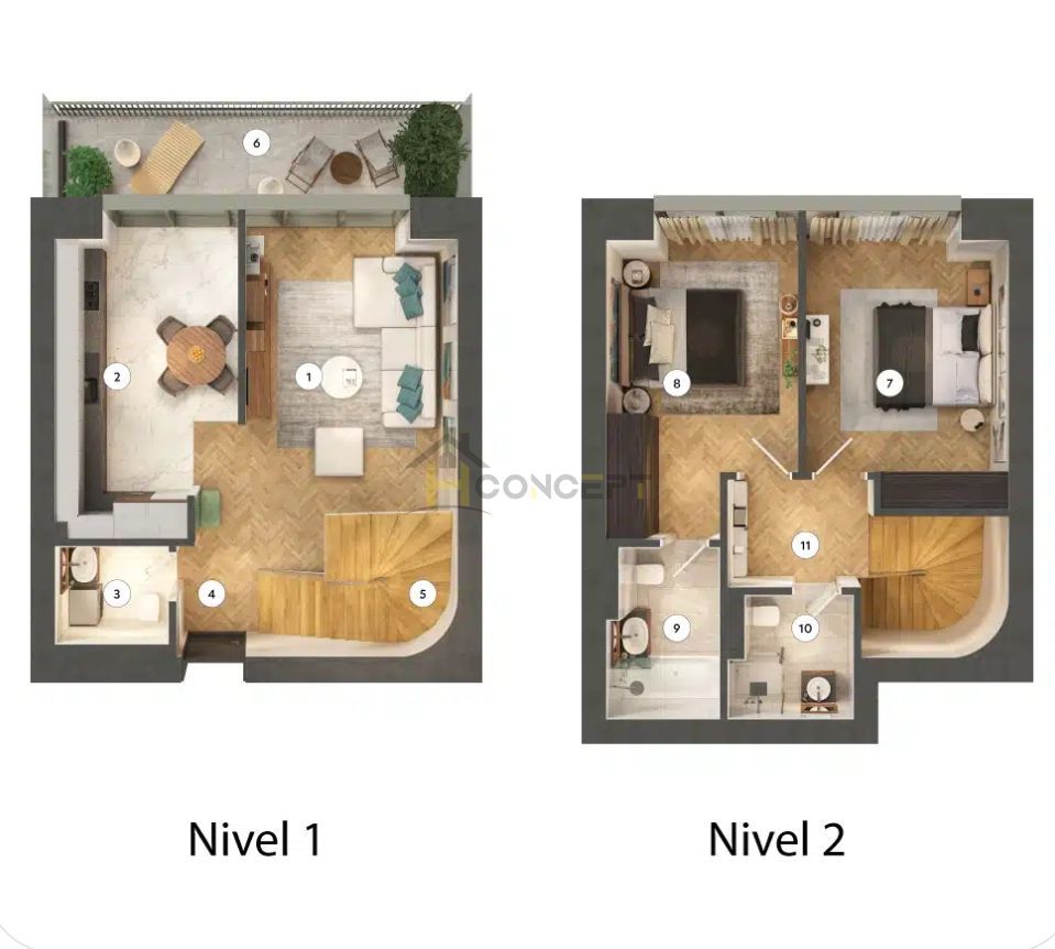 Duplex cu 3 camere, scara interioara, pret promotional - Poză 1