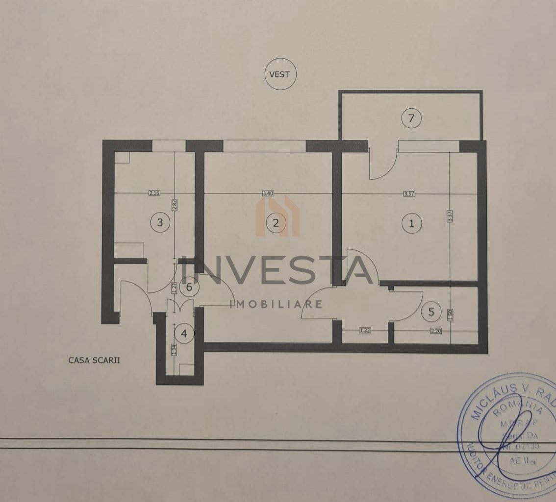 Oportunitate de investitie in zona Mercur! 2 camere etaj intermediar - Schiță 9