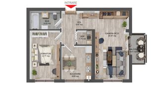 Apartament nou 2 camere decomandate mobilat parcare și boxă depozitare - Schiță 12