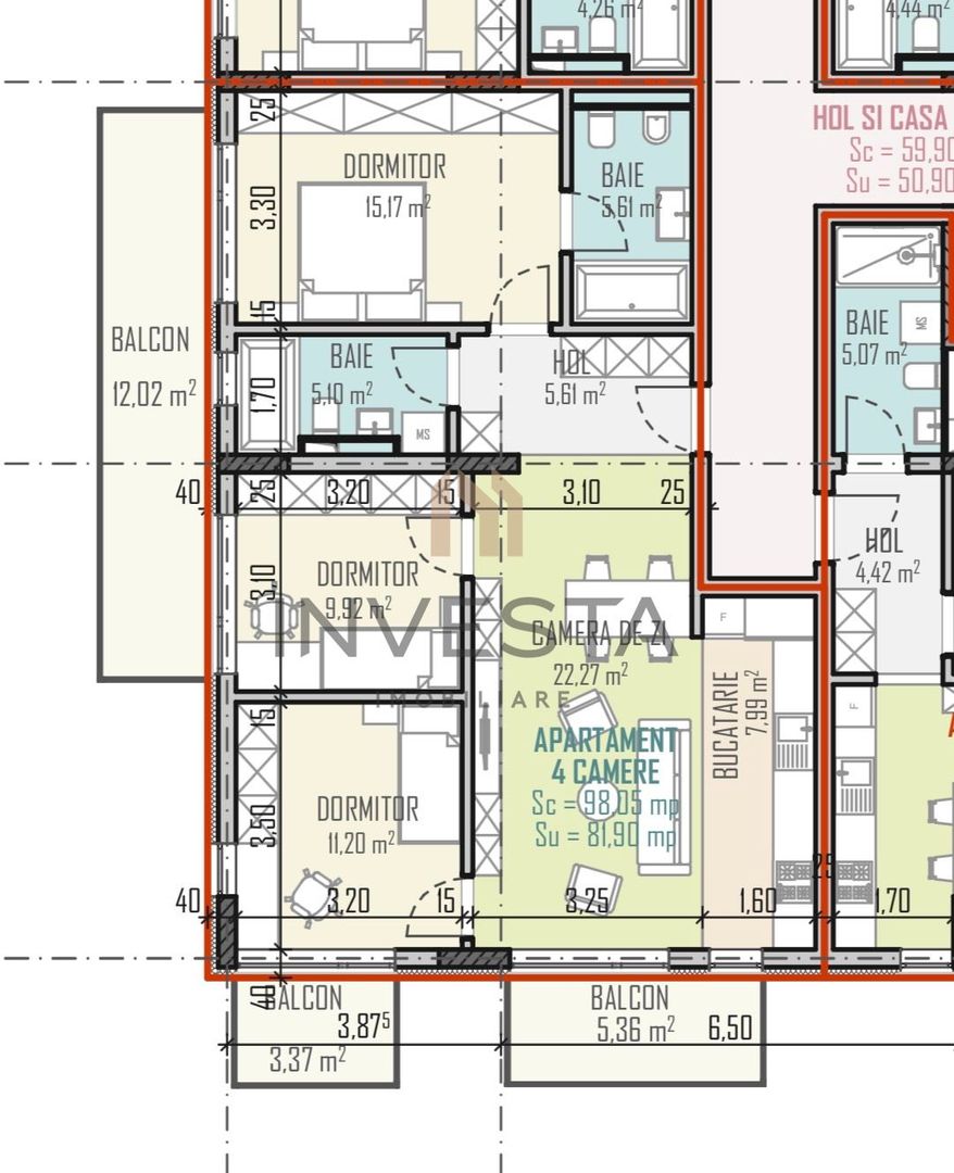 Apartament cu 4 camere într-un proiect exclusivist NOU - Calea Turzii - Schiță 2