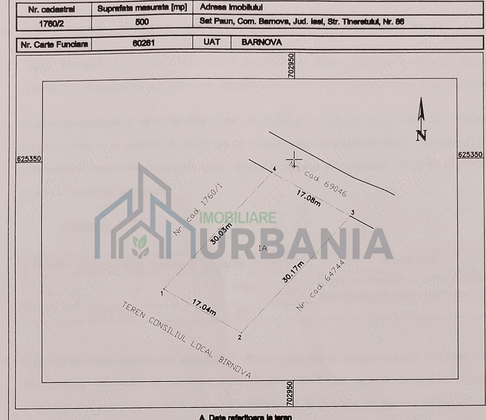 Teren intravilan de 500 mp, sat Păun, comuna Bârnova, strada Tineretului - Poză 1