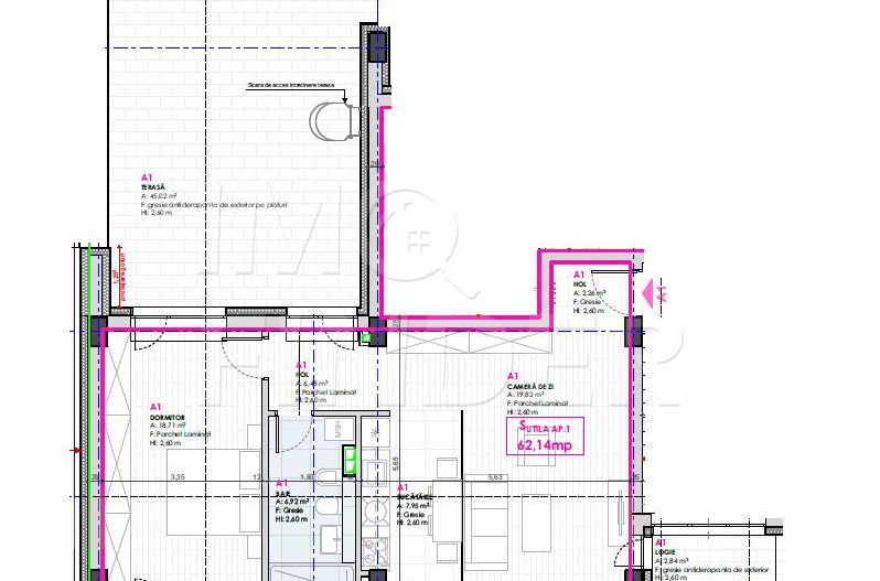 Vanzare apartament 2 camere Marasti, 62 mp plus 44 mp terasa - Poză 2