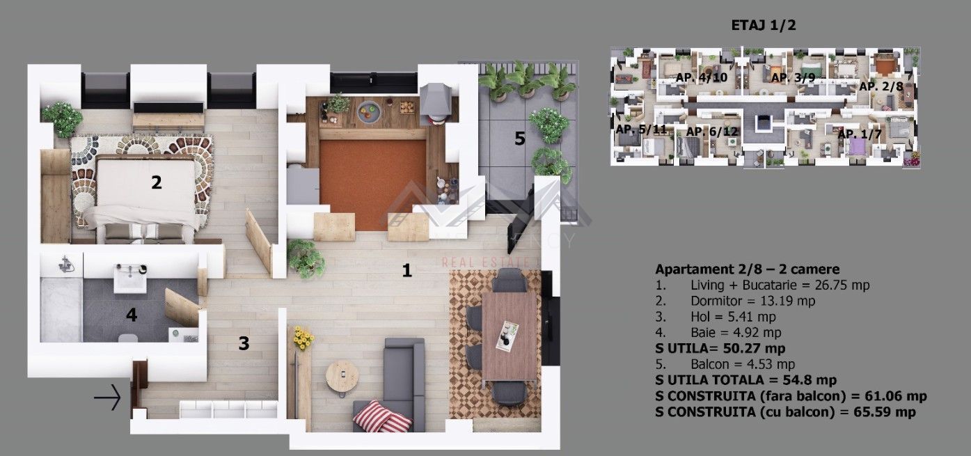 Apartament 2 camere Otopeni central | bloc cu lift | include parcare - Schiță 10