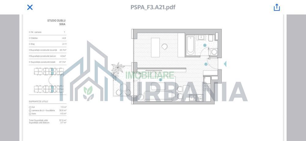 Studio dublu, etaj 4, în complexul rezidențial SILK DISTRICT, Iași - Poză 6