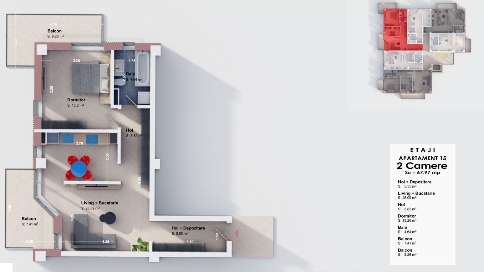Apartament 2 camere 68 mp Bucium 85000 euro - Poză 8
