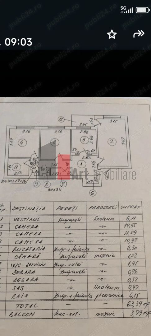 APARTAMENT 3 CAMERE-BARCA - Poză 13