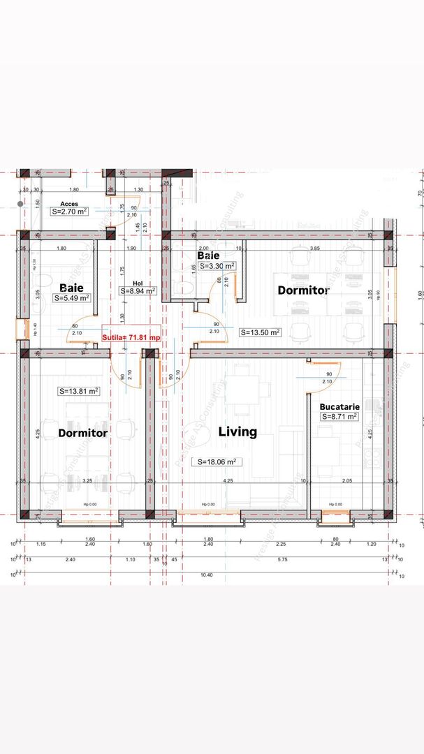 Apartament 3 Camere+Curte 30mp | 2 Bai | Giroc - Schiță 13