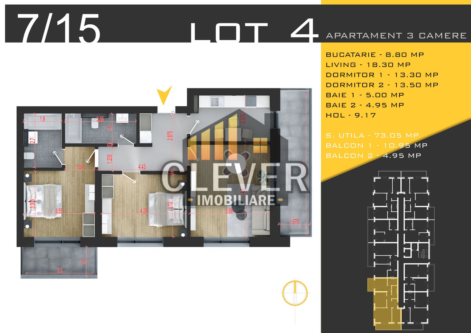 Apartament 3 camere-Metrou Teclu-Theodor Pallady-Sector 3 - Poză 2