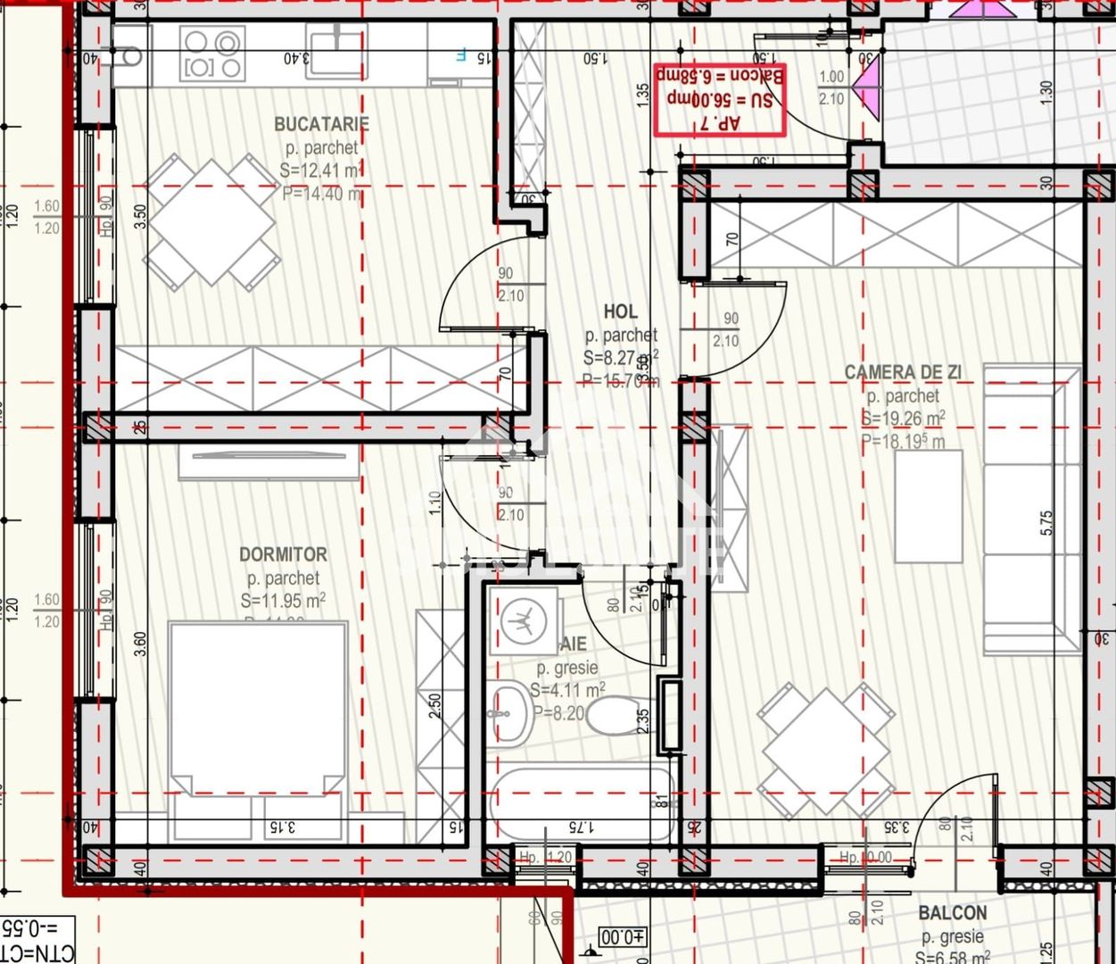 Apartament doua camere decomandat, INTABULAT, etaj 1, Selimbar - Poză 7