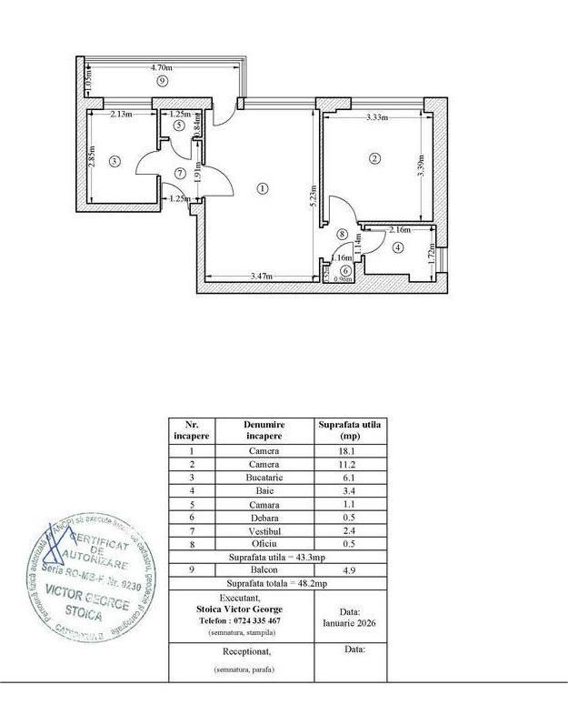 Apartament 2 camere, 1 Mai, bloc reabilitat, et 3, vedere S, Mihalache - Poză 7