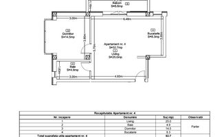 Apartament 2 Camere | Bloc Nou | Langa Padure | Terra, Floresti - Schiță 4