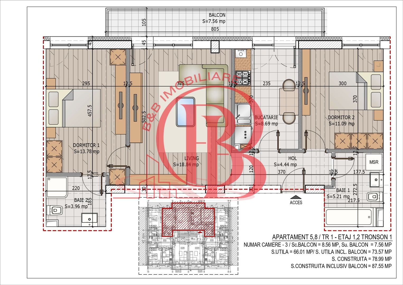 Apartament 3 camere Pallady | Pret Credit Ipotecar Avans 15% - Schiță 9