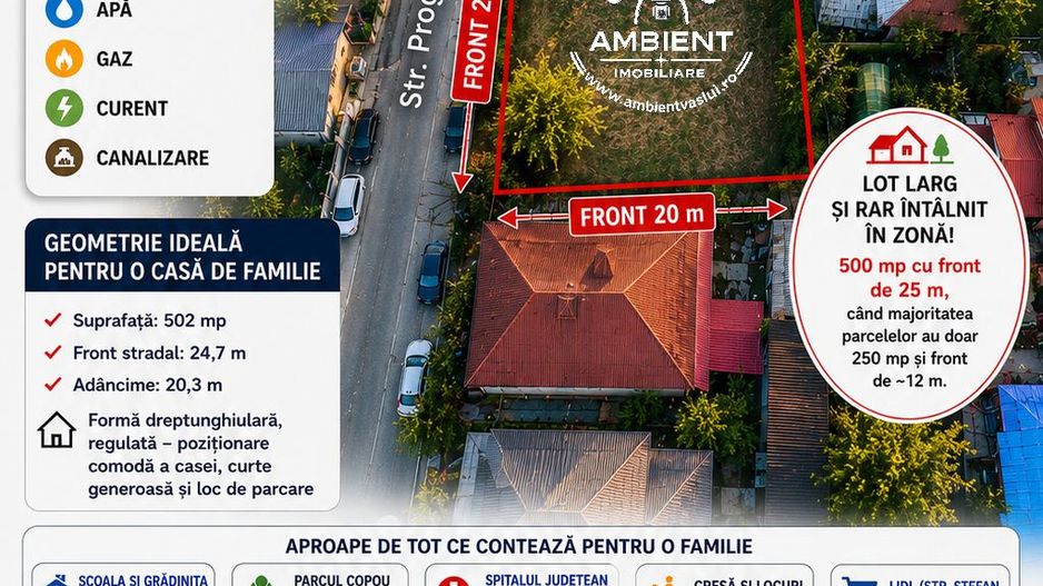 Teren intravilan 500 mp, front stradal 25 m, VASLUI - zona CARTIER; - Poză 1