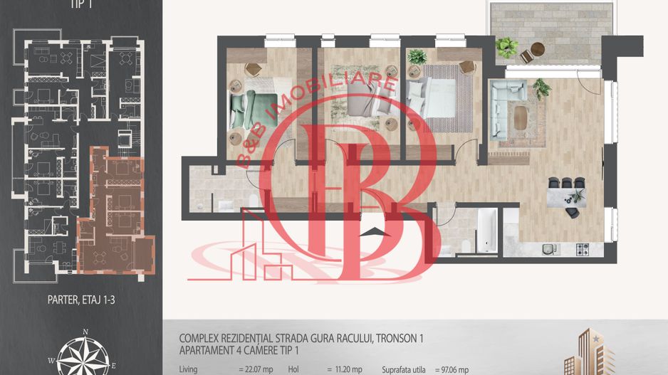 4 camere  700 metri de  Metrou Nicolae Teclu - Schiță 8