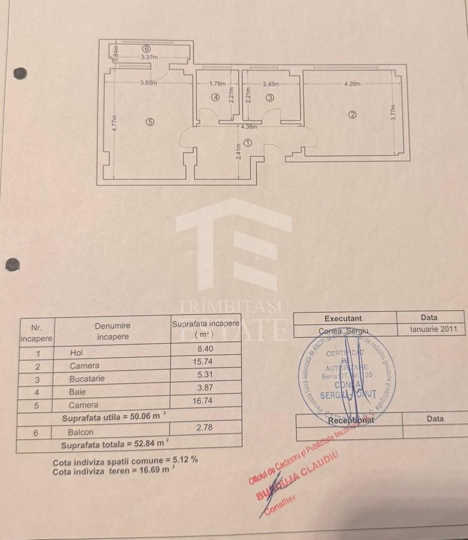 Pacii 2 Camere 53 mp Centrala Proprie + Loc Parcare - Schiță 15