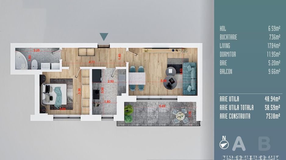 2 camere decomandat 60 mp finalizat - COMISION 0 - Poză 15