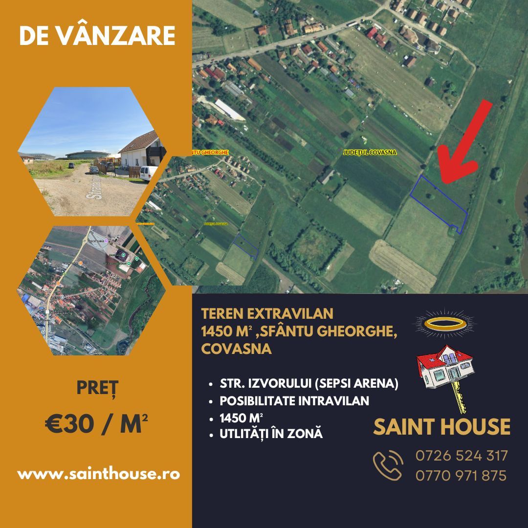 Teren extravilan 1450 M² în apropiere de Sepsi Arena - Poză 1