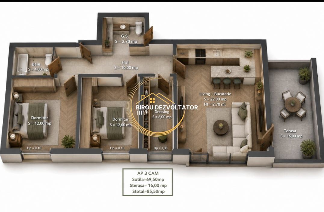 Penthouse decomandat 12minute de metrou Pret promo Titan Pallady Ikea - Schiță 6
