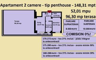 Penthouse 2 camere de vanzare in Iasi, Galata, 148,31 mp, bloc nou - Poză 2