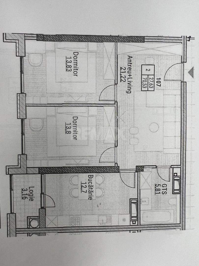 Apartament cu 2 camere și living  în complexul rezidențial Colina Verde Residence, Durlești - Poză 3