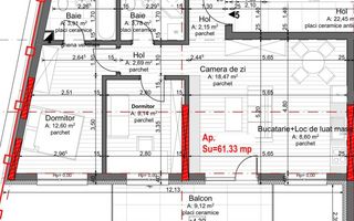 Apartament cu 3 camere, elegant și luminos – 62 mp + 10 mp balcon - Schiță 17