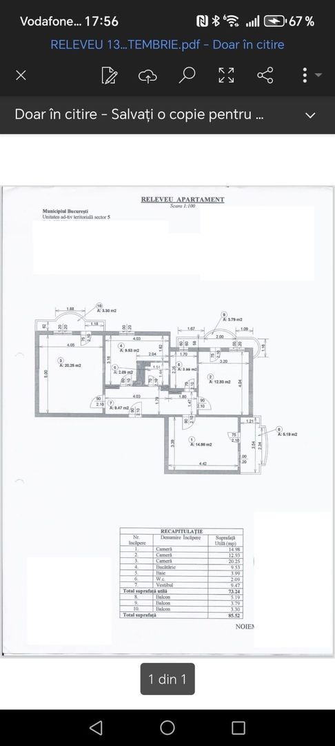 Apartament 3 camere 13 Septembrie - Schiță 2