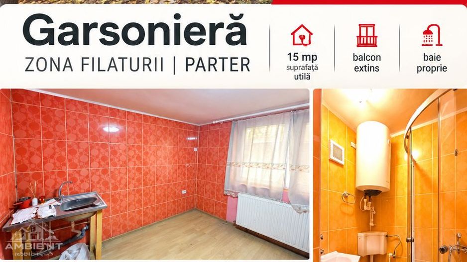 Garsoniera cu balcon si baie proprie, 15 mp, VASLUI - zona FILATURII; - Poză 1