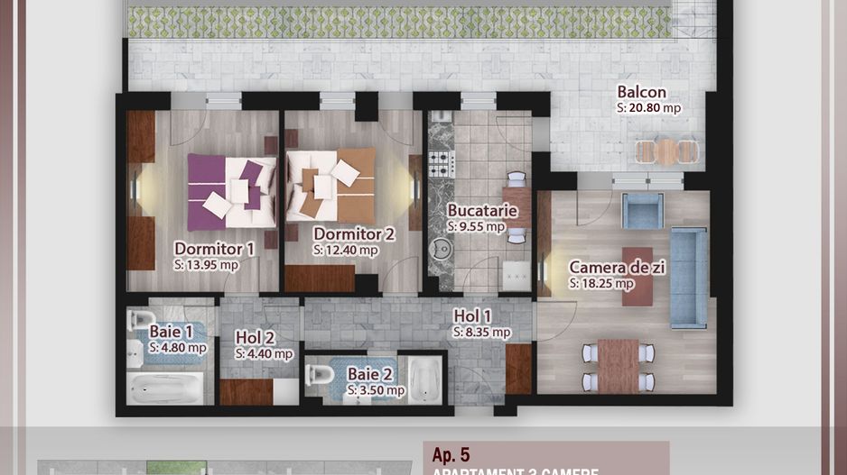 3 camere cu gradina -oferta lansare proiect Pallady - Schiță 9