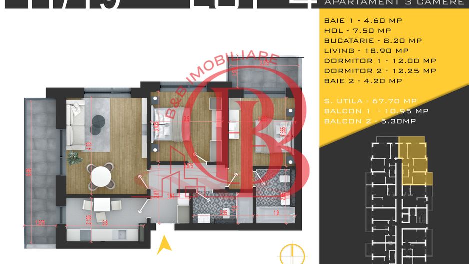 3 camere decomandat Titan Pallady  Metrou Nicolae Teclu - Schiță 3