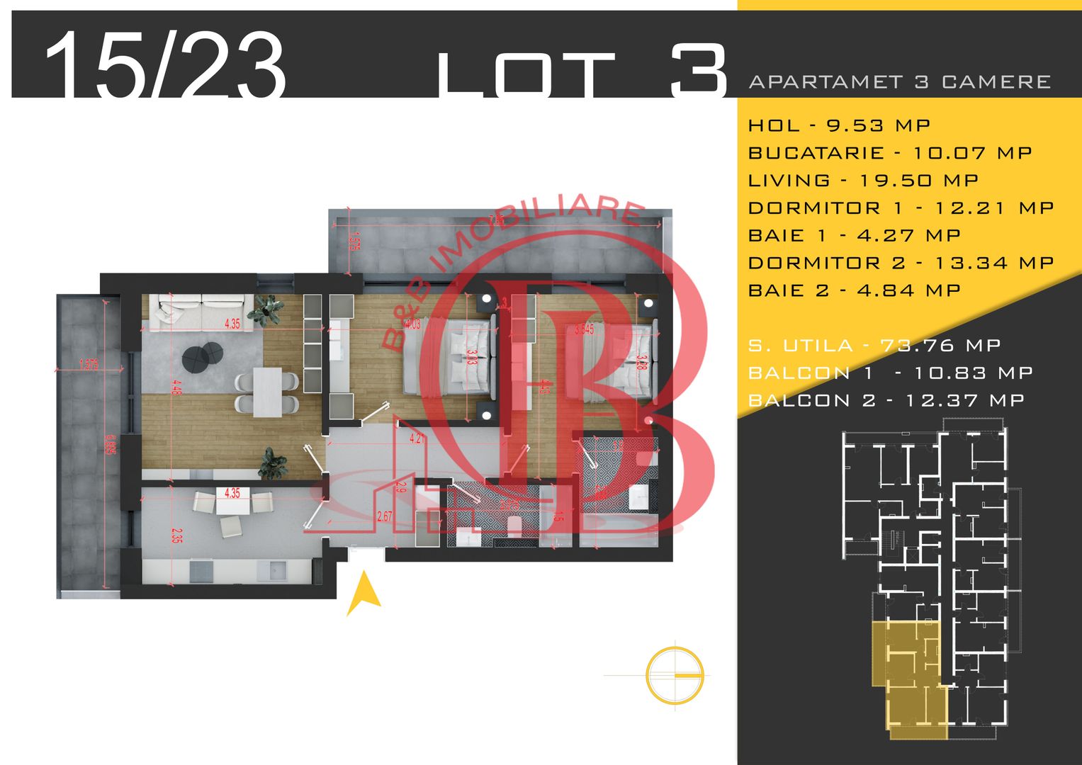 3 camere decomandat Titan Pallady  Metrou Nicolae Teclu - Schiță 11