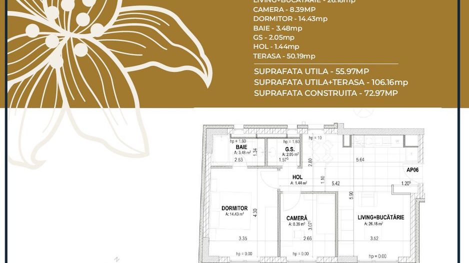 Apartament 3 camere nou, cu terasa Pta-Unirii AP06B - Poză 3