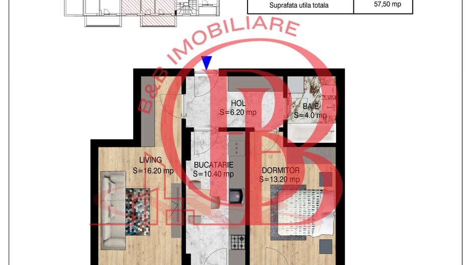 2 camere decomandat   Pallady Metrou Nicolae Teclu - Schiță 17