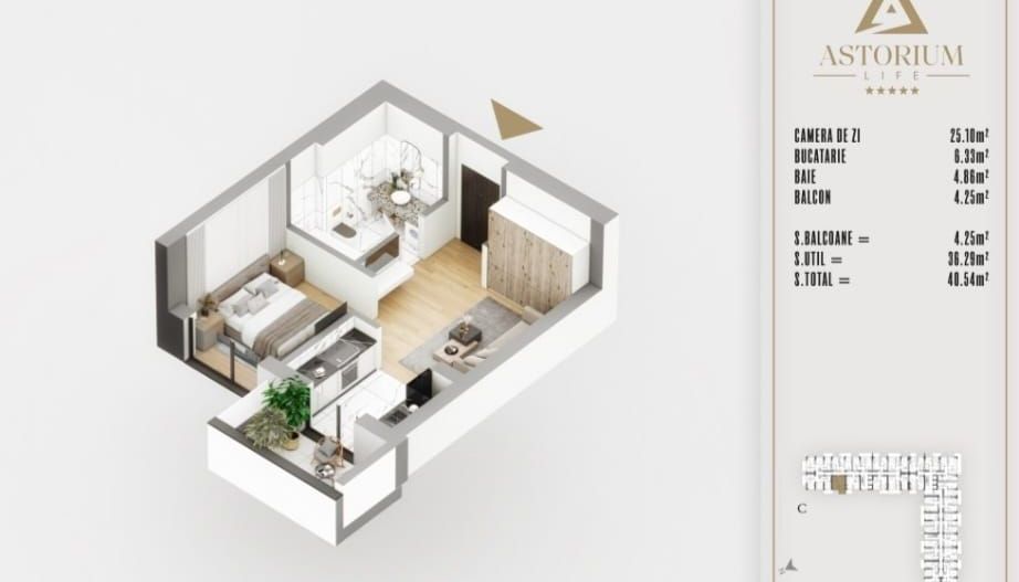 GARSONIERA IN PROIECTUL ASTORIUM LIFE / LOCUINTA SAU INVESTITIE! - Poză 1