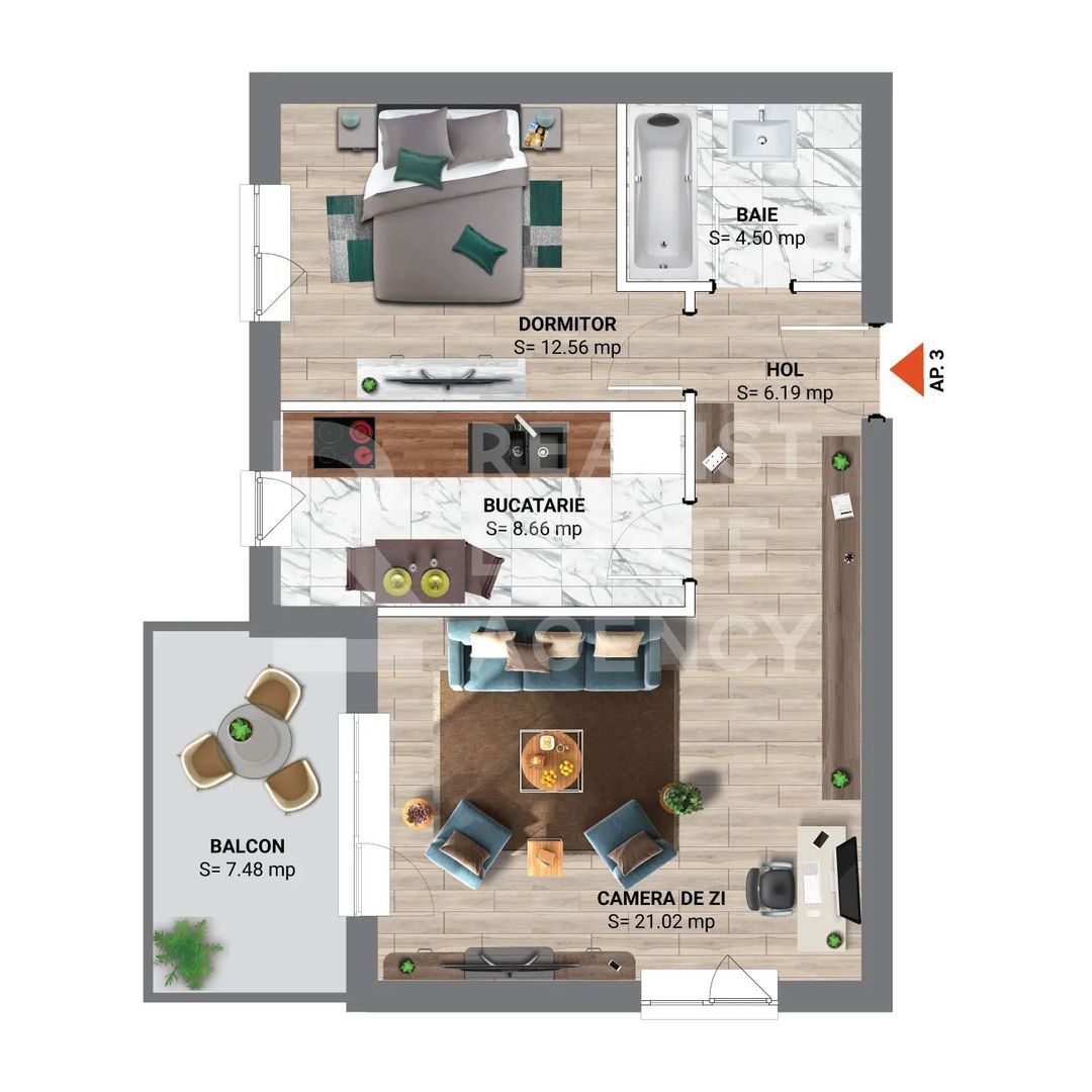 Apartament 2 camere de vânzare în nordul capitalei, lângă pădure - Schiță 14