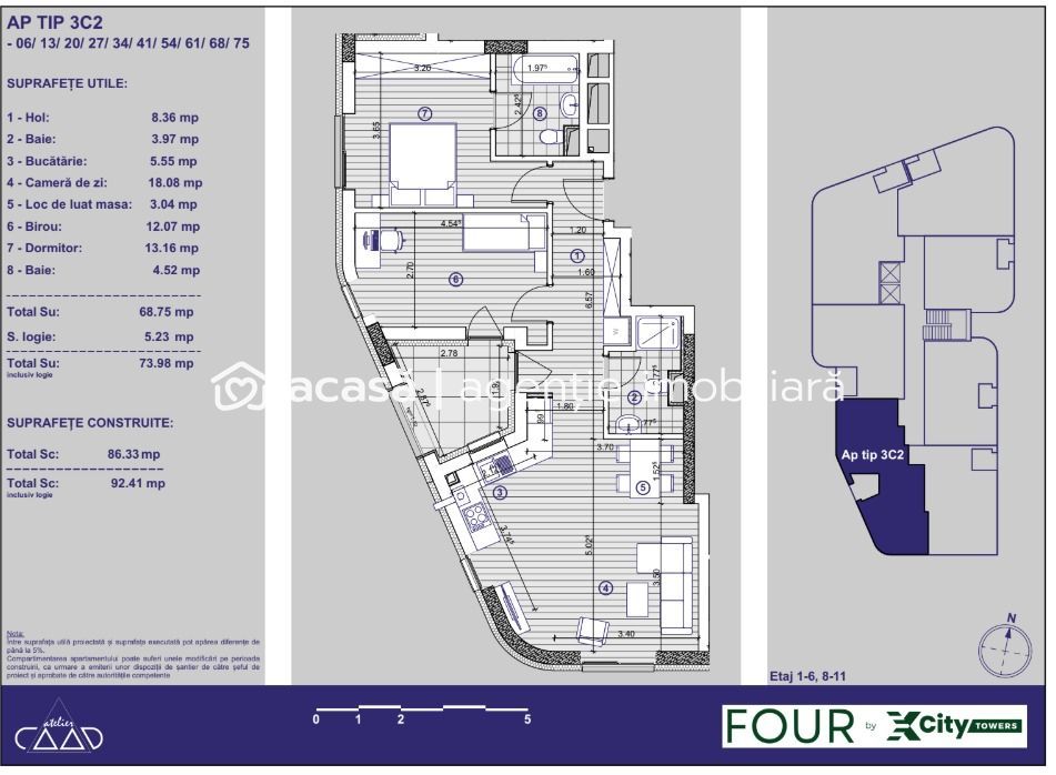 Apartament cu 3 camere și parcare subterană | XCity Timișoara - Poză 9