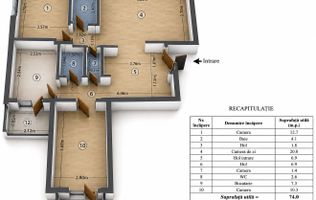 Apartament 3 camere etaj intermediar - bloc din 1987