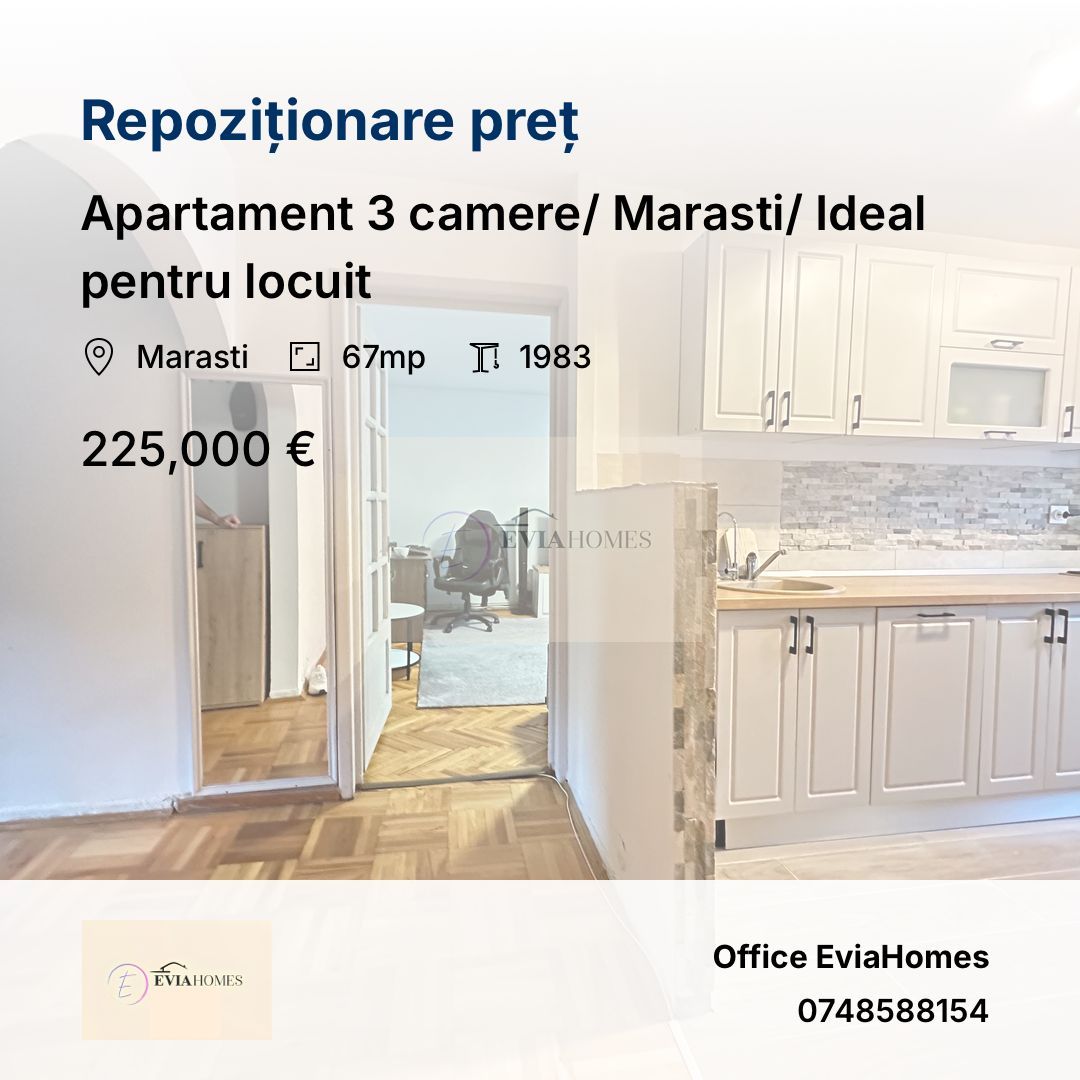 Apartament 3 camere/ Marasti/ Ideal pentru locuit/Zona Lacul Rosu - Poză 1