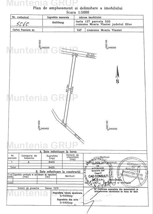 MOARA VLASIEI, in Tarla127, Parcela 520, 8.400 mp. teren ideal investitie - Poză 2