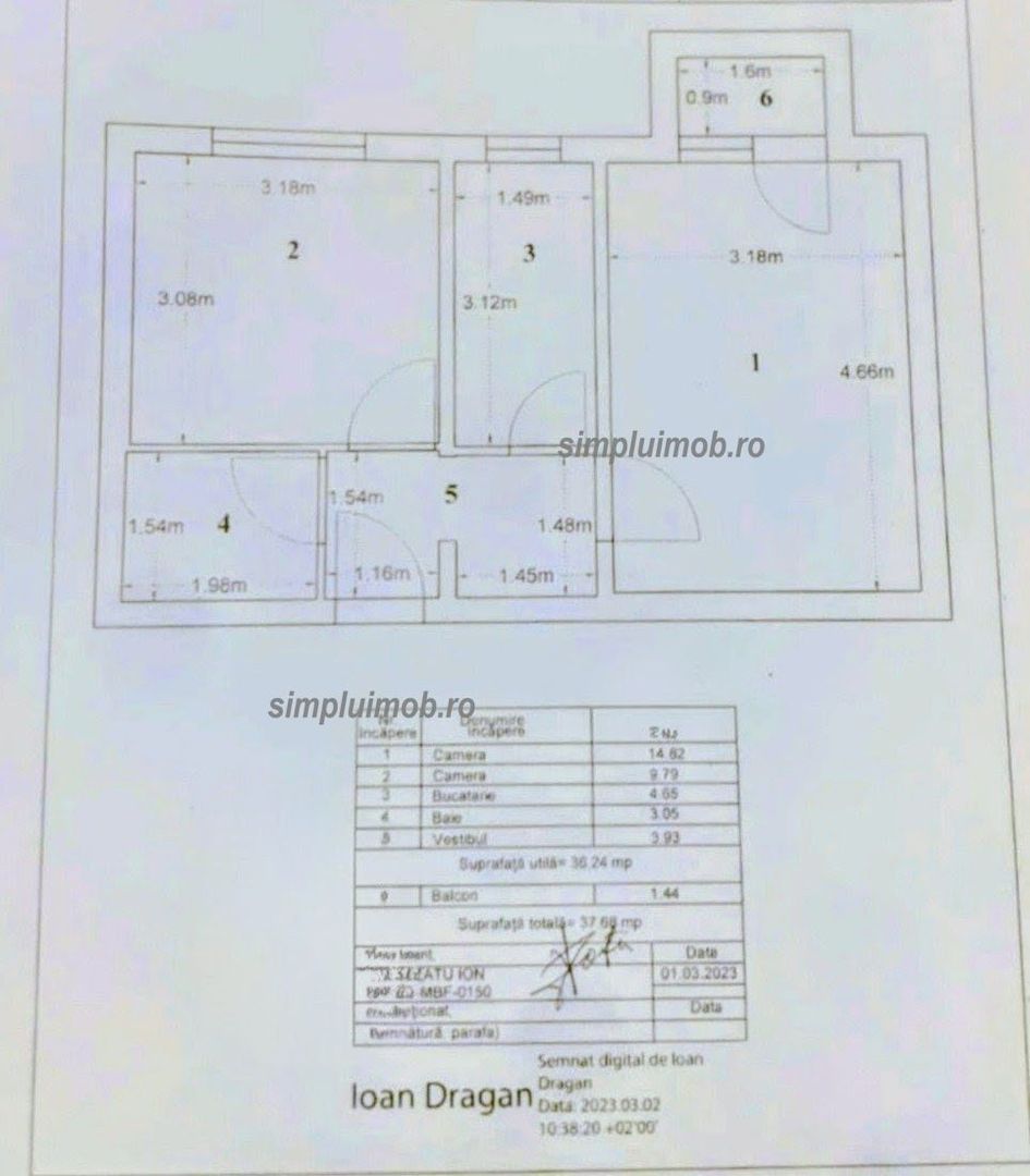 Decomandat 2 Camere Complet Utilat Nitu Vasile - Schiță 8