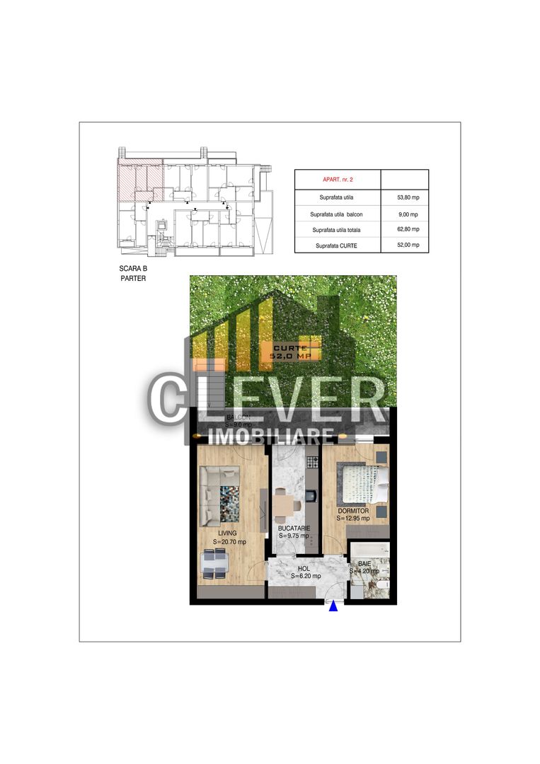 Apartament 2 camere | Curte 52 mp | Pallady | Comision 0% - Schiță 8