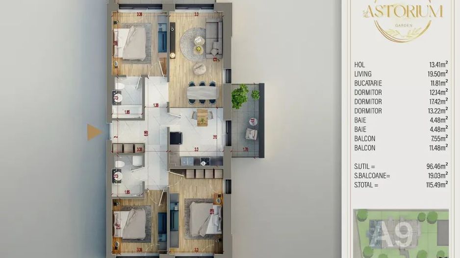 Apartament de vanzare cu 4 camere Astorium Garden - Poză 3