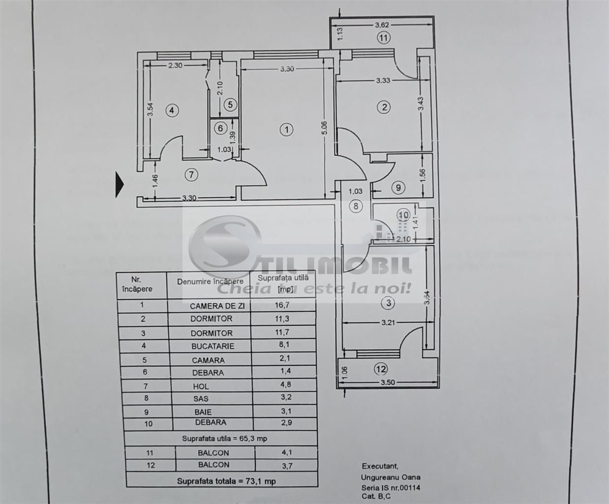 Apartament 3 camere,73mp, SD, PODU ROS - Poză 5
