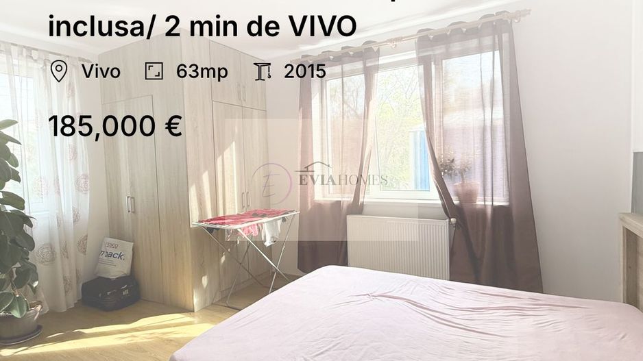 3 camere/ 2 bai/ balcon/ pacare inclusa/ 2 min de VIVO - Poză 1