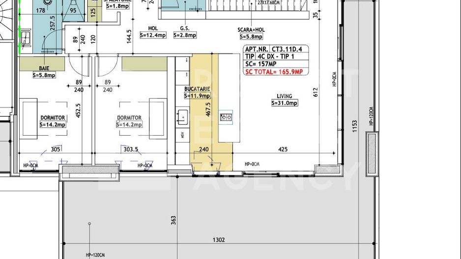 Penthouse cu vedere panoramică, 4 camere, One Cotroceni Park - Schiță 36