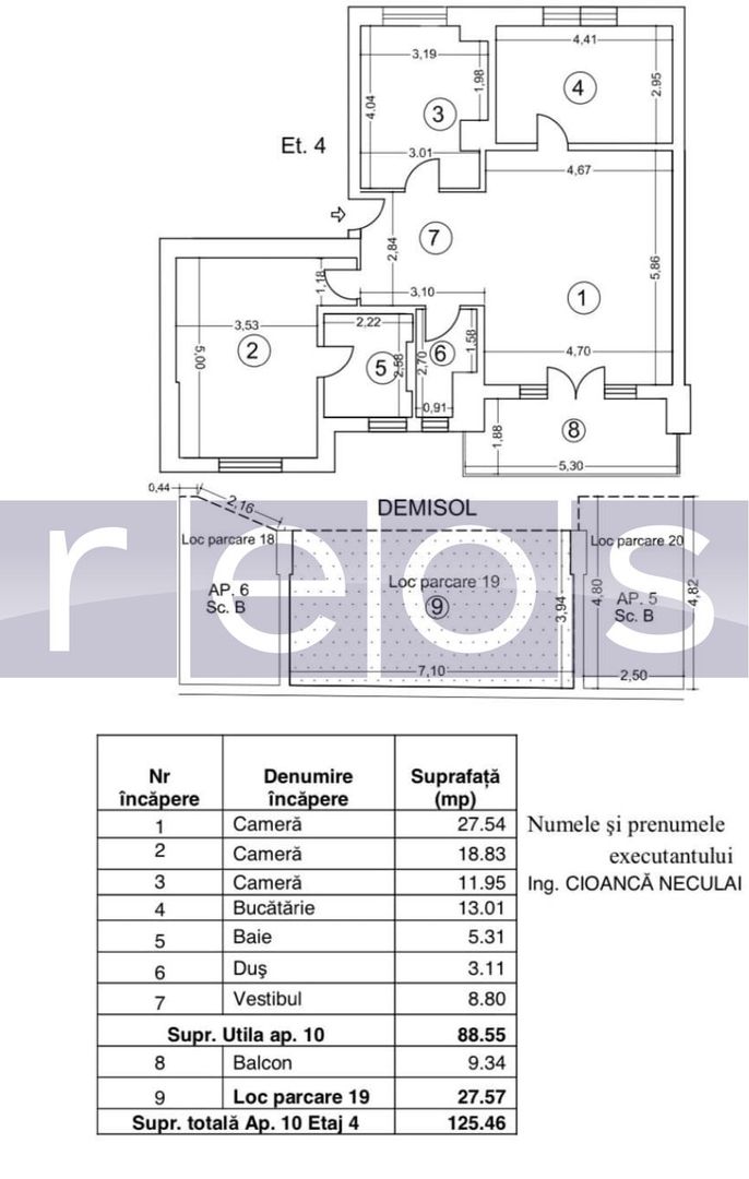 INCHIRIERE 3 CAMERE 86MP | FLOREASCA | MOBILAT-UTILAT LUX | PARCARE - Schiță 10