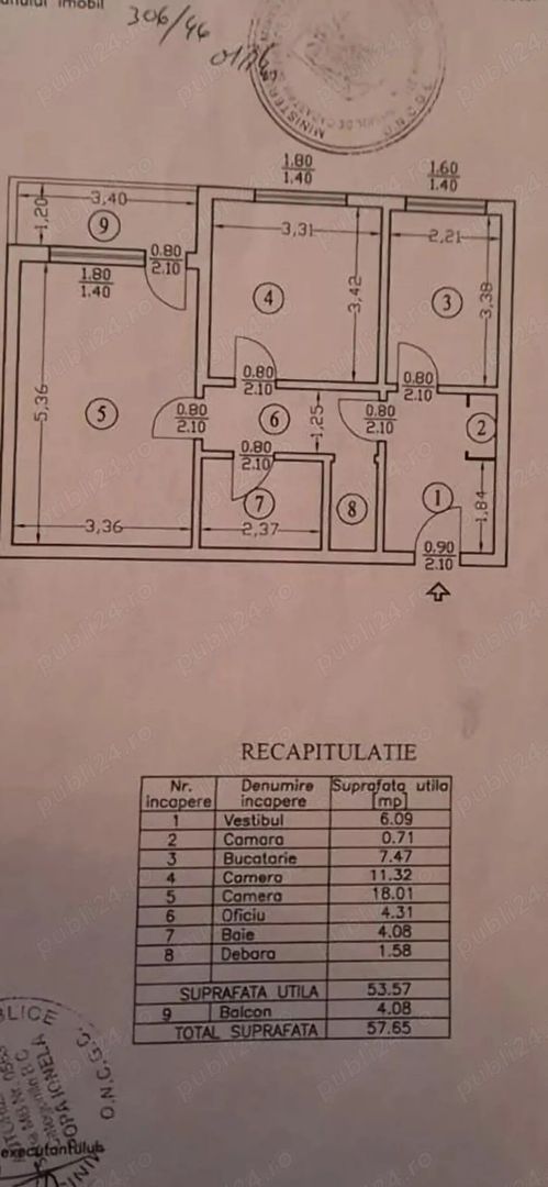 Apartament 2 camere Turda, etaj 2, decomandat, mobilat, bloc reabilitat - Poză 10