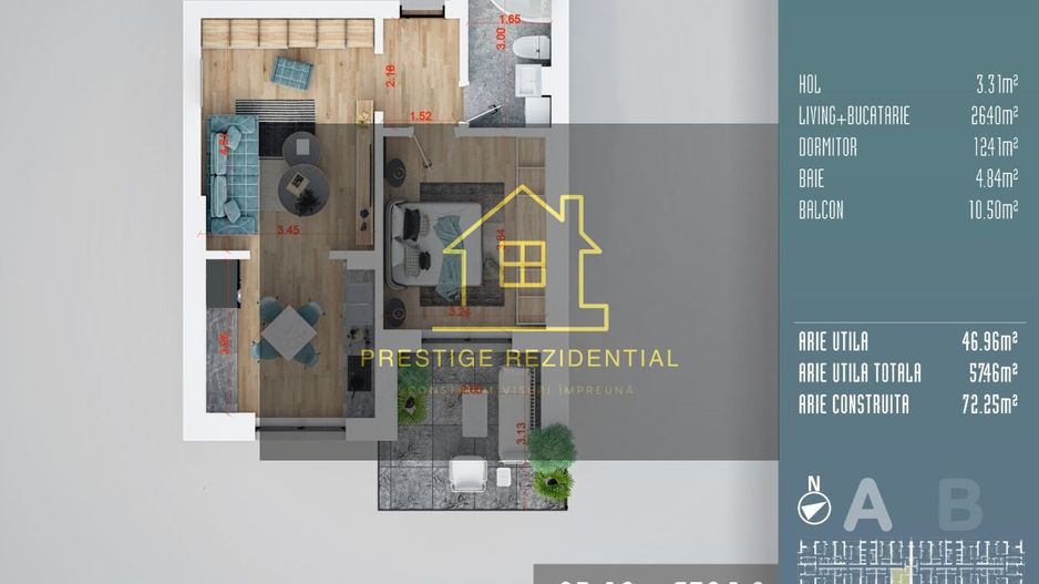 Apartament 2 Camere(Studio) ,Incalzire in Pardoseala,Titan-Auchan - Poză 1